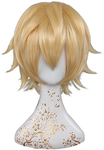 Uwowo Short Yellow Curl Anime Cosplay Wigs Natural Costume Party Daily Hair