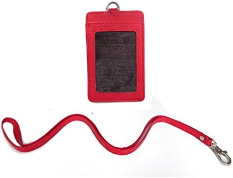 2-Sided Red Vertical Leather Credit Card and ID Holder