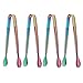 OMGard Mini Ice Tongs, Sugar Cube Tongs 18/8 Stainless Steel 4.8 Inch Small Appetizer Tongs Set of 4 Piece for Candy, Cheese Dessert Food Serving Rainbow Tiny Iced Clip Tea Party Wedding Buffet Nip