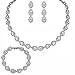 EVER FAITH Silver-Tone CZ Birthstone Elegant Tear Drop Bridal Necklace Earrings Bracelet Set