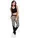 SweatyRocks Women Pants Colorblcok Casual Tie Waist Yoga Jogger Pants, Black Grey Colorblock, Large