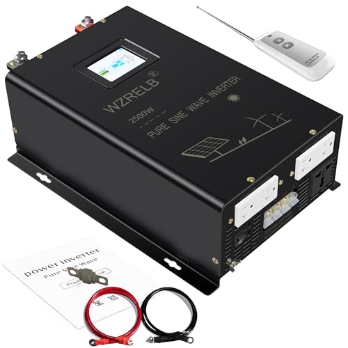 WZRELB 2500W 48V Pure Sine Wave Inverter, 48V DC to 120V/240V Split Phase Power…