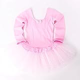 Toddlers One-piece Spring Polka Dot Princess Long & Short Sleeve Ballet Dress for Little Girls 3-8 Years