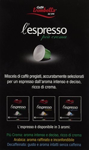 10 Capsules "Piu Crema" Dark Roast Instant Espresso Coffee - Compatible Nespresso Espresso Coffee Pods