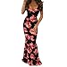 GONKOMA Summer Women Slim Harness Strap V-neck Dress Floral Print Long Dress