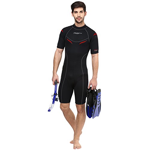 Phantom Aquatics Men's Marine Shorty Wetsuit, Black/Red, XX-Large - Thumbnail 5