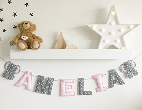 pink and grey bunting for nursery