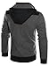 HEMOON Men's Casual Slim Fit Double Zipper Hoodies Jacket