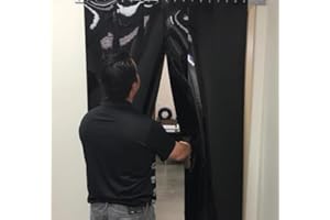 Strivide - Strip Door Curtain - 48 in. (3 ft) Width X 80 in. (6ft 8 in) Height - Black Opaque Smooth 8 in. Strips with 50% Overlap