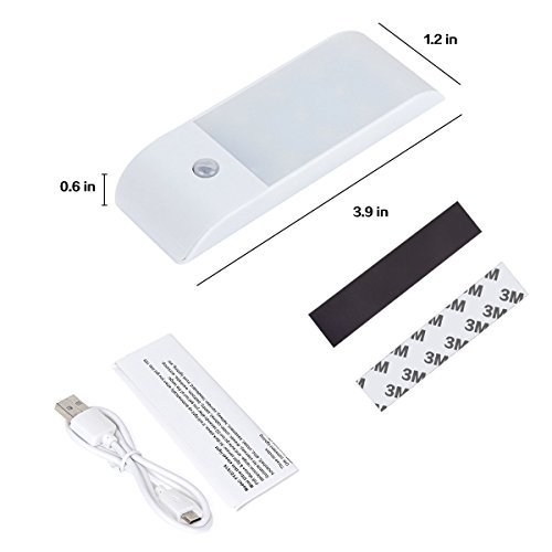 Motion Sensor Light LED Under Cupboard Night Light with Rechargeable Battery DIY Stick-on Anywhere Security Lights and Emergency Lights for Hallway Bedroom Drawer Wardrobe Cupboard Lights (2 Pack)