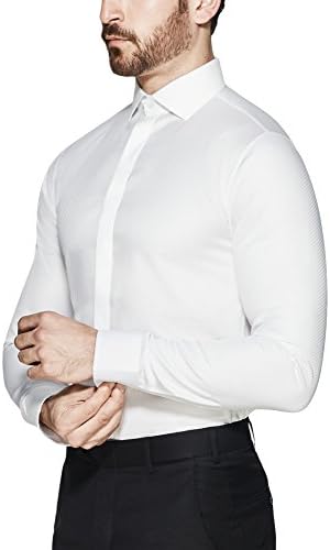 Vardama Men's White Tuxedo Shirt With Moisture Wicking Technology Columbus Slim Fit(X-Large)