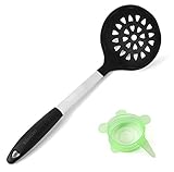 Bizanzzio Stainless Steel & Silicone Skimmer in Black Strainer Spoon