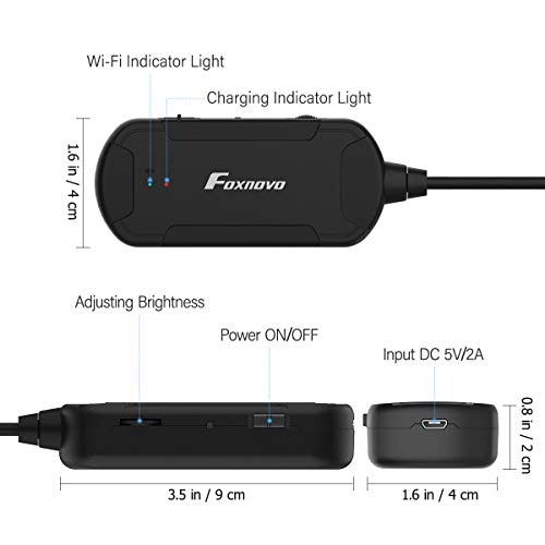 Foxnovo 33 FT 1080P Wireless WiFi Endoscope Inspection Camera, 2.0 Megapixels HD Borescope Camera with 6 pcs Adjustable Led Blue Light Snake Camera for Android 2/3+ and iPhone iOS 6.0+(10M/33FT) - Thumbnail 3