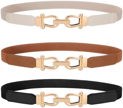 SUOSDEY 4 Pack Thin Belts for Women Skinny Leather Belts  display picture 2