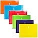 JAM PAPER Plastic Expansion Envelopes with Hook & Loop Closure - Letter Booklet - 9 3/4 x 13 with 1 Inch Expansion - Assorted Colors - 6/Pack