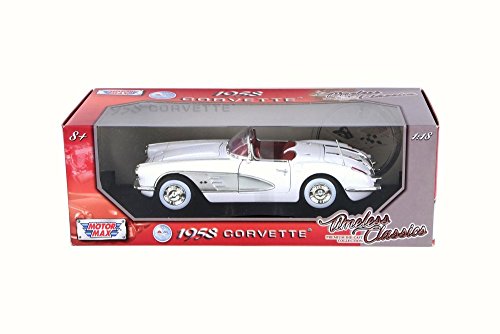Motor Max 1958 Chevy Corvette Convertible, White 73109 - 1/18 Scale Diecast Model Toy Car - Thumbnail 3