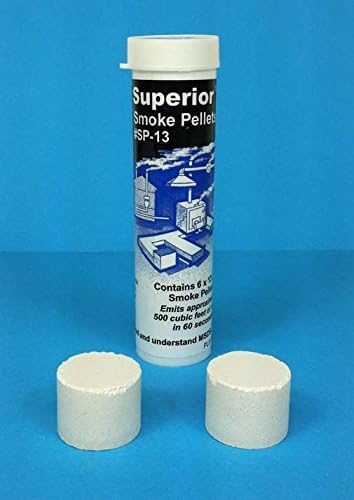 SP-13 Superior Smoke Emitter Pellets; 60 Second / 500 cu ft each. 12 ct. Dense white smoke for airflow tests and leak detection.