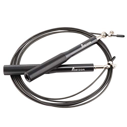 Portzon Jump Rope, Non-Slip Aluminum Handle, Adjustment Length, Built-in 360Â° Rotating Ball Bearing Portable for Fitness Training Equipment