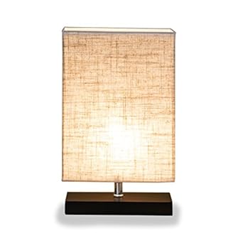 ZEEFO Wood Table Lamp, Retro Solid Wood and Fabric Shade ...