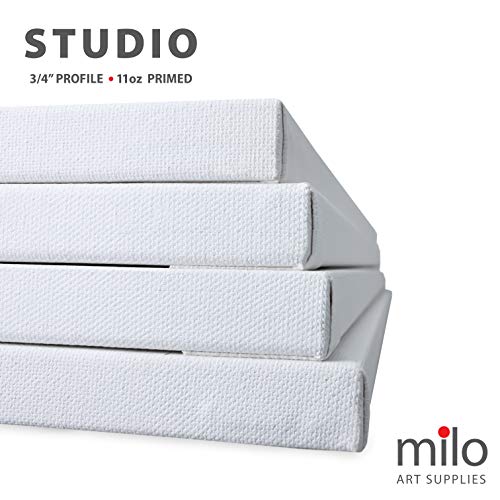 MILO PRO | 30 x 40" Stretched Canvas Pack of 4 | 3/4" inch Studio Profile | 11 oz Primed Large Professional Artist Painting Canvases | Ready to Paint White Blank Art Canvas Bulk Set - Thumbnail 2