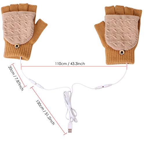 Petyoung - USB-verwarmde uniseks handschoenen met volle vingers en halve vingers, voor het werken op laptop, uniseks - Image 6
