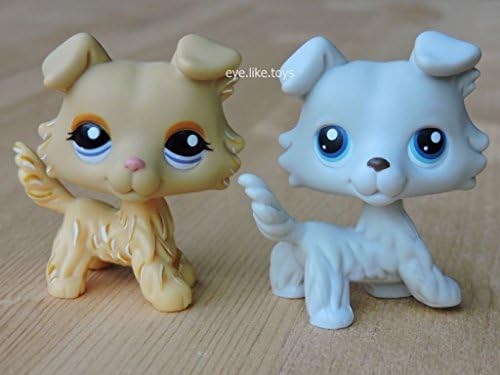Pet Shop Toys LPS #363 Gray White Collie Dog & Cream Collie Puppy