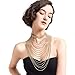 Statement Necklace for Women Multi-layers Tassels Wide Choker Pendant Formal Party Wedding Gold Chain 1pc with Gift Box - HLN68 Gold