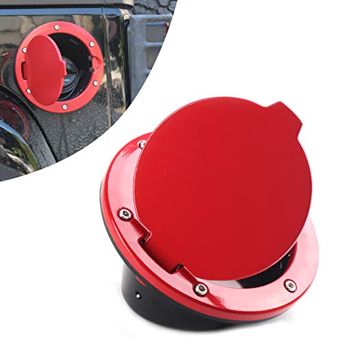 Gas Cap Cover for Jeep, DDUOO Red JK Fuel Door Gas Cover for Jeep