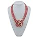 Bocar Red Seed Beads Multilayer Chunky Bib Statement Knot Necklace (NK-10316-Red)