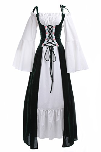 ROLECOS Womens Oktoberfest Fraulein Maid Costume Maxi Dress Halloween Costumes