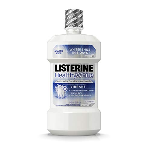 Listerine Healthy White Vibrant MultiAction Fluoride Mouthwash, Foaming Anticavity Oral Mouth