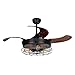 Parrot Uncle Ceiling Fans with Lights and Remote Farmhouse Black Ceiling Fan with Light for Bedroom, 4 Retractable Blades, 46 Inch