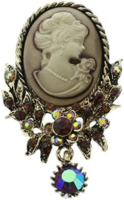 ShopForAllYou Clothes brooches Cameo Rhinestone Pin Brooch Broach Brooch with Necklace Pendant Hook