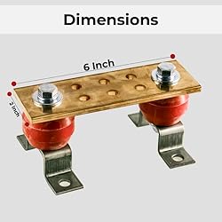 6" Copper Ground Bus Bar - Wall Mounted Ground Bar