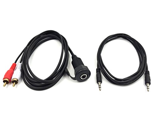 Duttek AUX Combo Flush Mount cable - 2M/6.6FT 2RCA Male to 3.5MM Female + 1M/3.3Ft 3.5mm Male to Male AUX Cable on Mount, Dash Mount, Flush Mount, Panel Mount Cable, For Car, Boat, Motorcycle - Thumbnail 7
