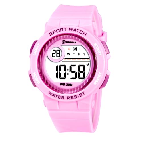 LIFEOCO Kids Watch, Girl Watch for 3-15 Year Old Girl, Digital Sport Outdoor Multifunctional Chronograph LED 50 M Waterproof Alarm Calendar for Children with Silicone Band,Kids Gift Pink02 Sport
