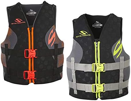 STEARNS Hydroprene Life Vest 2 Pack, 1 Black&amp; Green/1 Black &amp; Orange, S/M