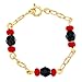 In Season Jewelry 14k Gold Plated Black Simulated Azabache Protection Baby Bracelet 4.5