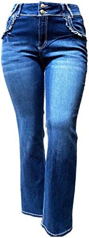 Jack David Womens Plus Size Bootcut/Straight/Skinny Leg Stretch Relaxed Fit Blue Denim Jeans Pants