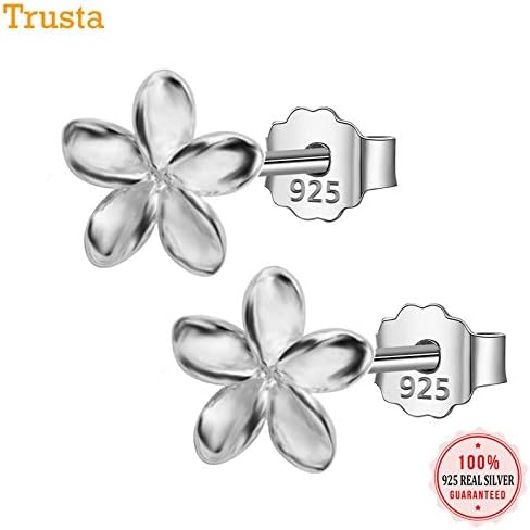 TTO Stud Earrings - Trusta 1Pair 100% Real 925 Sterling Silver Jewelry Women Fashion Cute Tiny Flower Stud Earrings Gift for Girls Teens Lady DS197 1 PCs