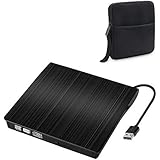 External CD DVD Drive with Case USB 3.0 Optical Drive Portable Slim CD RW ROM Drive Player Burner Writer Rewriter with Bag High Speed for MacBook Air Pro Laptop PC Notebook Desktops (Black)