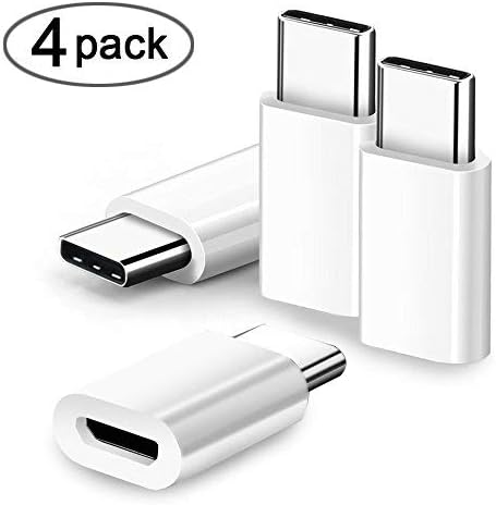 Micro USB to USB C Adapter,POPANK 4-Pack Converts USB Type C Adapter for Samsung Galaxy Note 8,S8 Plus,Google Pixel,LG V30,G6,V20,G5,Nintendo Switch, New Macbook 12" and Other Devices (White)