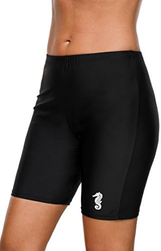eulo Women's Swim Shorts High Waisted Long Board Short Solid Skinny Swim Bottom