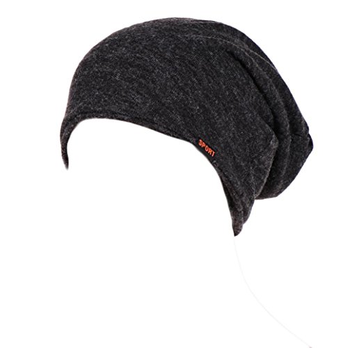 Deesee(TM)Men and Women Stretch Turban Hat Hair Pure Color Loss Head Scarf Wrap (Gray)