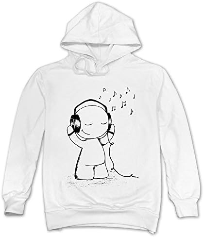 Sasha Men's Cute I Love Music Sketch Sweatshirts White M