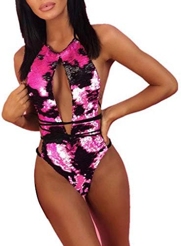 MURTIAL Women Sequins Bandage Jumpsuit Push-Up Padded Bra Bikini One Piece Swimwear