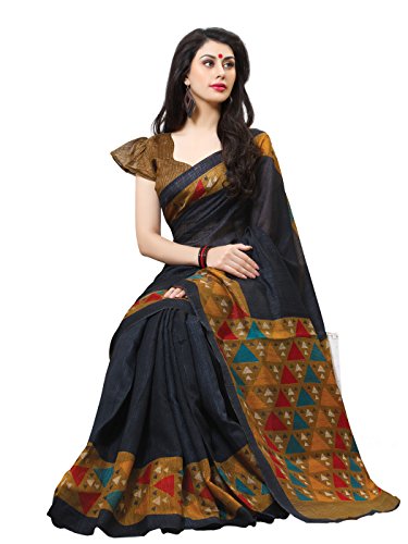 Shonaya Black,Brown Cotton Silk Printed saree &Unstitched Blouse Piece,Free Size Shonaya Black,Brown Cotton Silk Printed saree &Unstitched Blouse Piece,Free Size