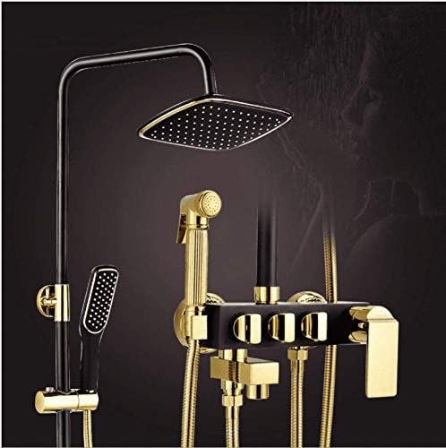 GZF black bathroom shower faucets retro head big rain golden bath shower set mixer tap antique