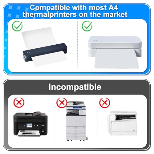 (100 Sheets) A4 Thermal Printer Paper, Foldable Thermal Paper, Compatible with Most Thermal Printers, BPA-Free, Suitable for Thermal Printers for Documents and Web