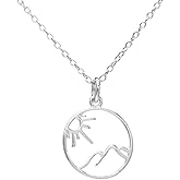 Sterling Silver Small Sunny Mountain Charm Necklace for Women 18"